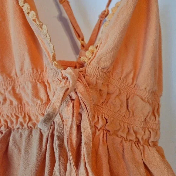 Babydoll Dress‎ Women's Size XS Orange Ruffle Strapless Y2K Style Shein Pastel - Picture 3 of 8